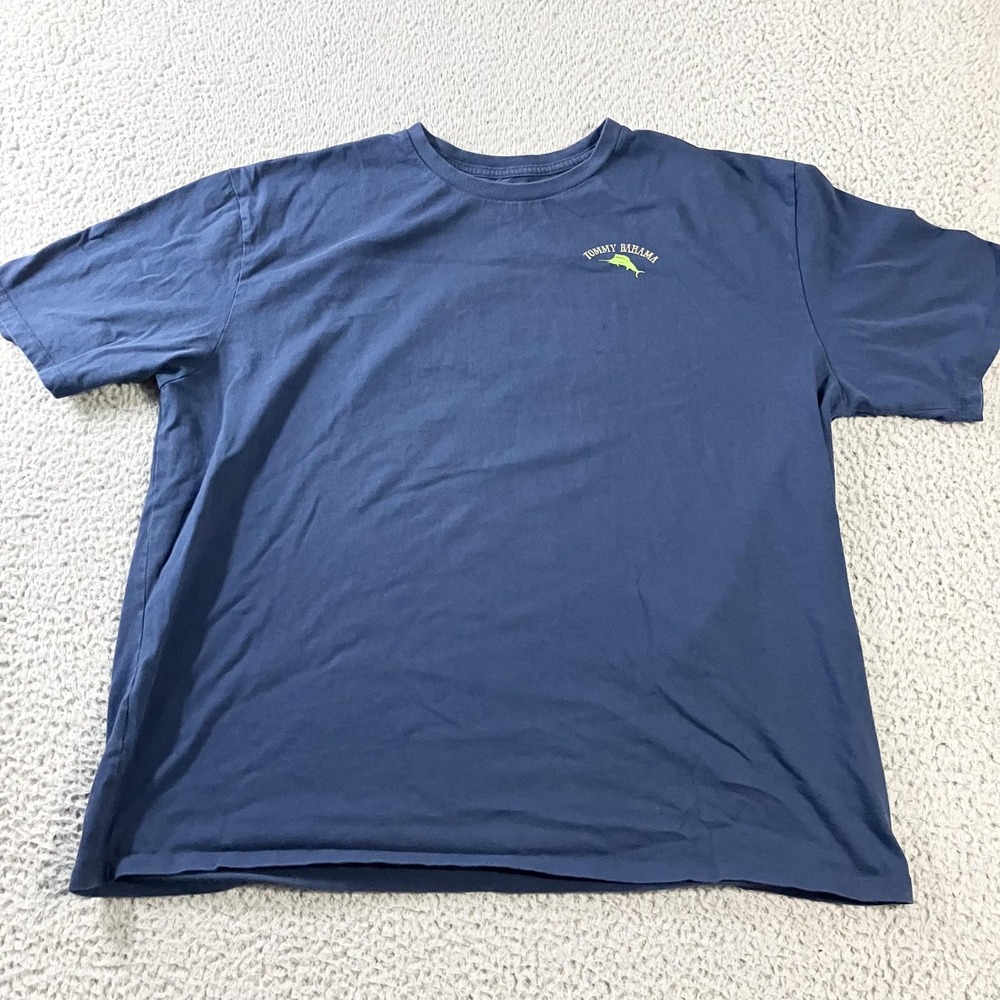 Tommy‎ Bahama Shirt Mens 3XL Blue Relax Grill Seeker Graphic Tee Cotton